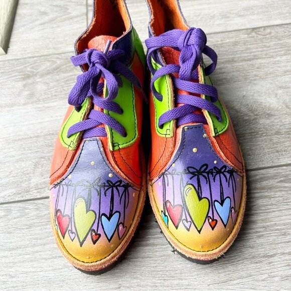 Soletech Hand Painted  Soft Leather Design Lace Up Shoes - Picture 3 of 14